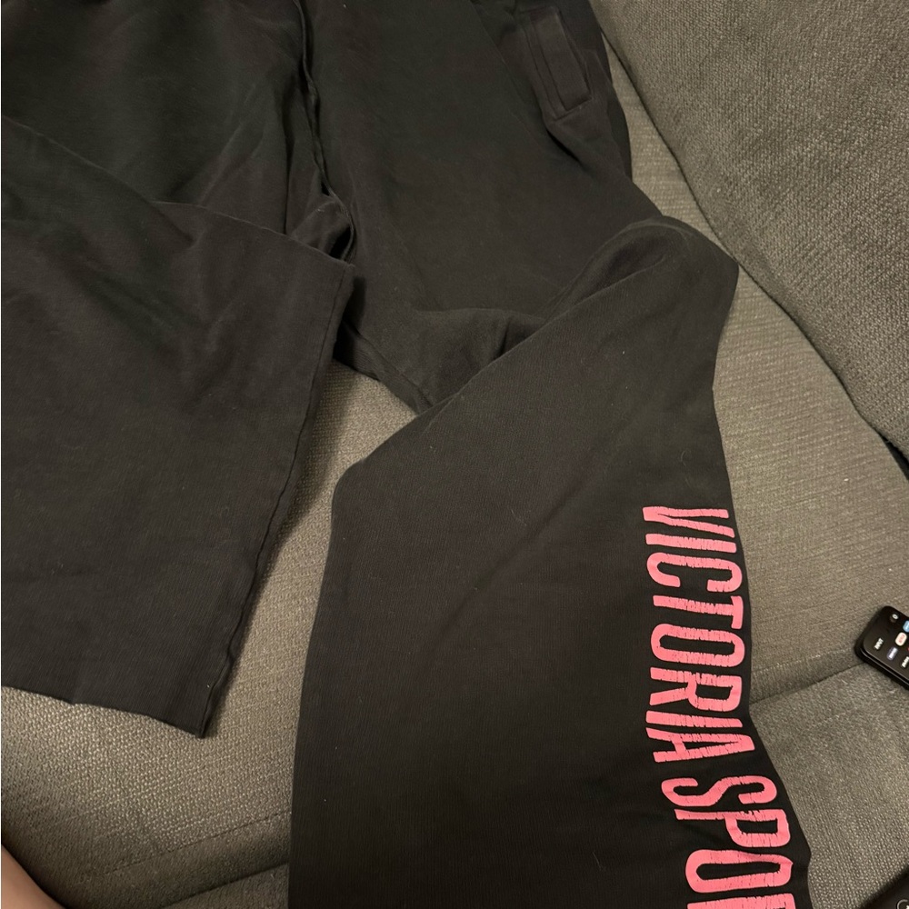 Victoria's Secret Black Leggings with Pink Logo